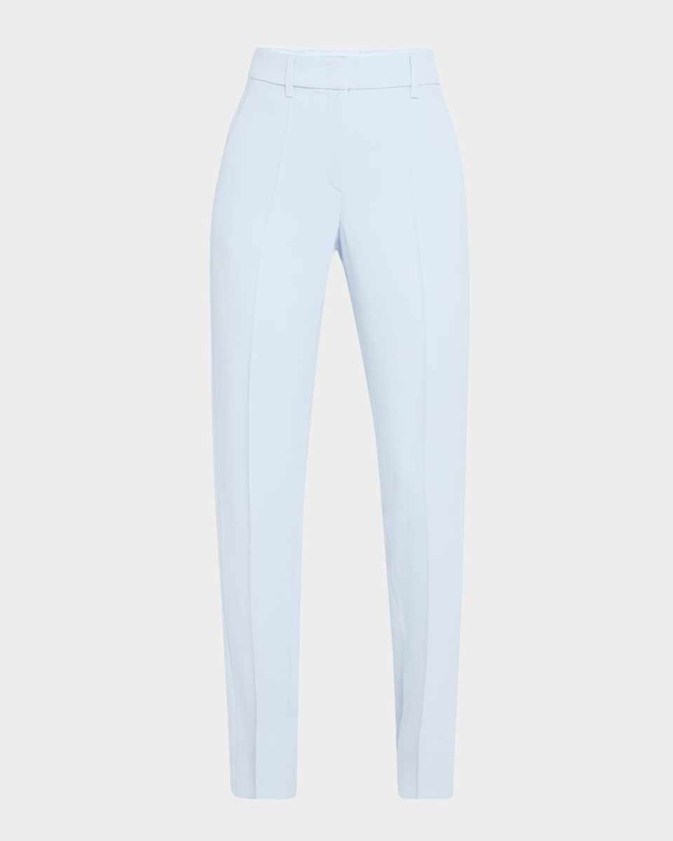 Creased Straight-Leg Cady Crepe Trousers